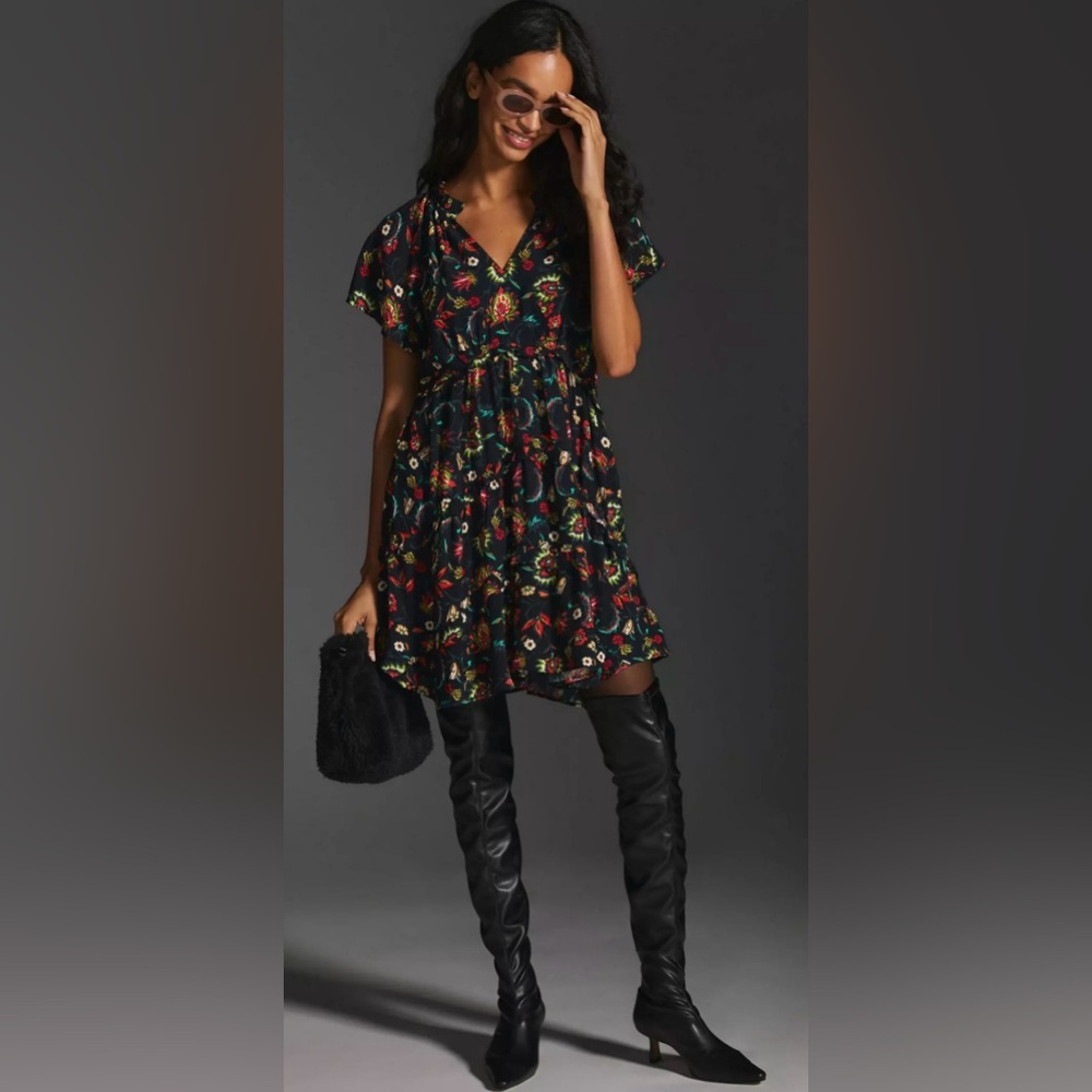 Anthropologie Robin Tiered Mini Dress | Size Small